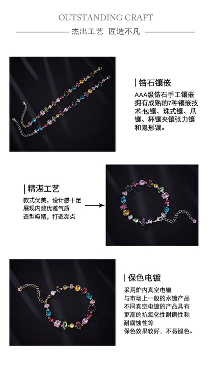Candy Series Dopamine Zircon Inlaid Geometric Water Drop Exquisite Bracelet High-end Light Luxury Niche Versatile Women's Jewelry