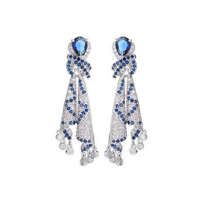French Style Heavy Craft Colorful Silk Earrings Light Luxury High-end Sense Temperament Autumn Winter Zircon Jewelry Tassel Silver Needle Earrings for Women