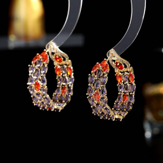 2022New Winter Luxury Style Zircon Inlaid Hoop Earrings with High-end Feel