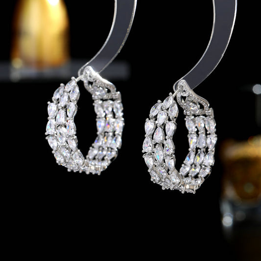 2022New Winter Luxury Style Zircon Inlaid Hoop Earrings with High-end Feel