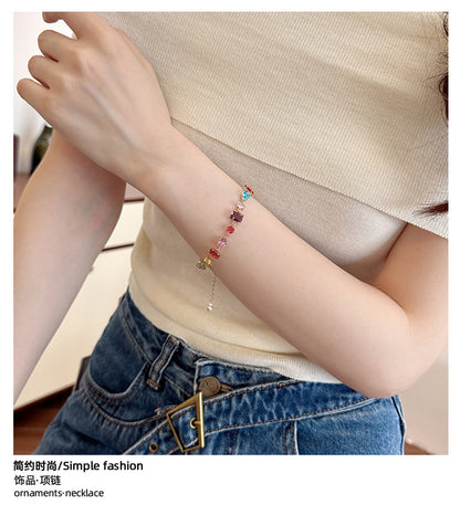 Candy Series Dopamine Zircon Inlaid Geometric Water Drop Exquisite Bracelet High-end Light Luxury Niche Versatile Women's Jewelry