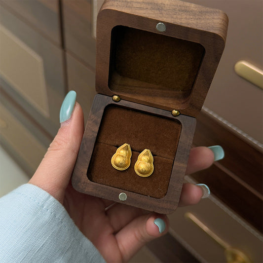 Xiaohongshu Hot-Selling Retro Light Luxury Fashion Versatile Exquisite Small Brushed Gourd Earrings High-End Sense Temperament Ear Jewelry
