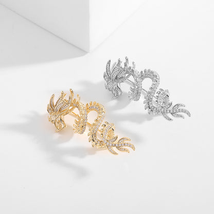 Chinese Style Unisex New Zircon Inlaid Year of Birth High-end Suit Jacket Accessory Dragon Brooch