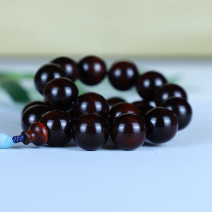 Authentic Indian Small Leaf Red Sandalwood Bracelet Gold Star Old Material Hundred Wealth Buddha Beads Handheld Prayer Beads Sandalwood Red Sandalwood Feng Shui Pendant