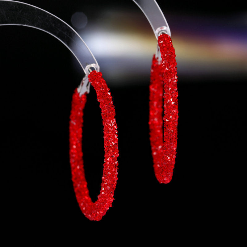 Unique Designer Earrings Ear Clips Internet Celebrity Style Korean Version Dongdaemun New Exaggerated Crystal Full Diamond Hoop Earrings