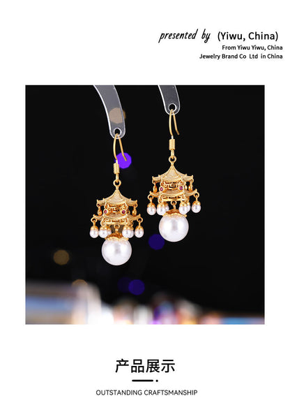 New High-End Rhttps://cdn.shopify.com/s/files/1/0714/1392/3989/files/431ddb6a-3c22-4386-96ef-687b07d471d4.jpg?v=1751779785ed Agate Pearl Tassel Ancient Style Earrings New Chinese Style High-End Pavilion Palace Lantern Court Style Earrings