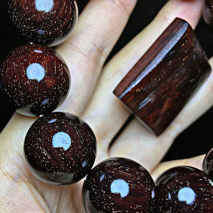 Full of Golden Star Indian Small Leaf Rosewood2.0Old Material Perfect Style Cultural Play Bracelet Wooden Bracelet Men and Women Buddha Beads