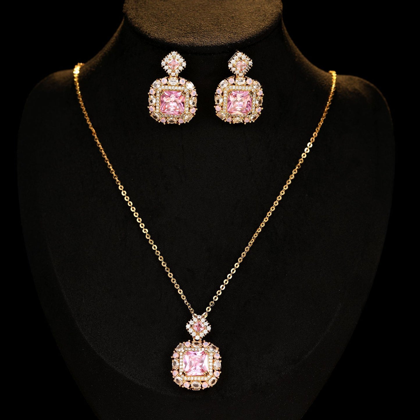 Luxury High-End Jewelry Zircon Set Perfume Bottle Necklace Earrings Women's Colorful Gemstone Bridal Evening Accessories