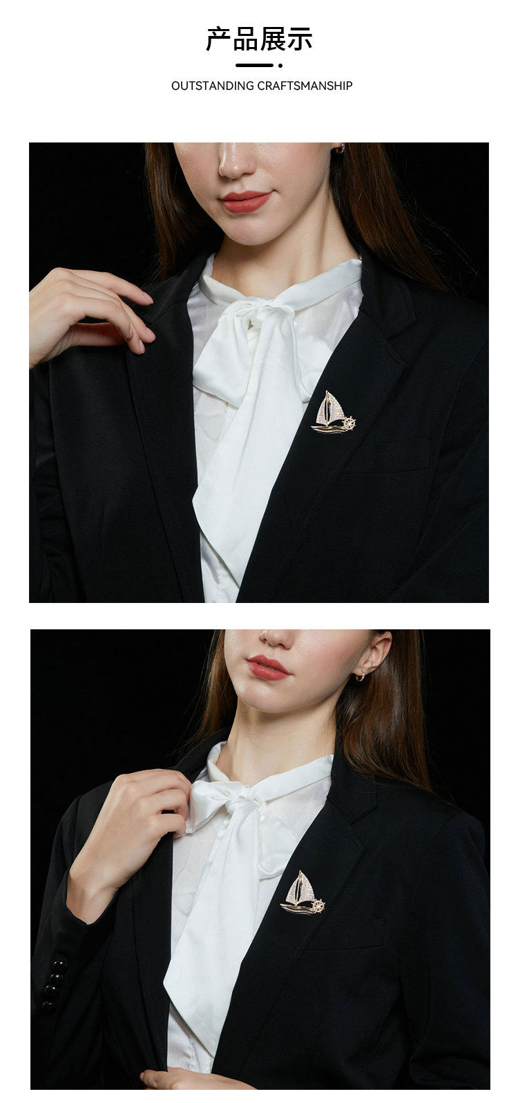 Wave-riding Fashion Accessories High-end Lapel Pin Design Sense Unisex Exquisite Sailboat Brooch Pin Small Brooch