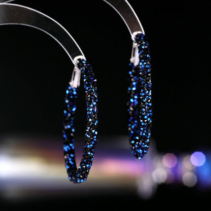 Unique Designer Earrings Ear Clips Internet Celebrity Style Korean Version Dongdaemun New Exaggerated Crystal Full Diamond Hoop Earrings