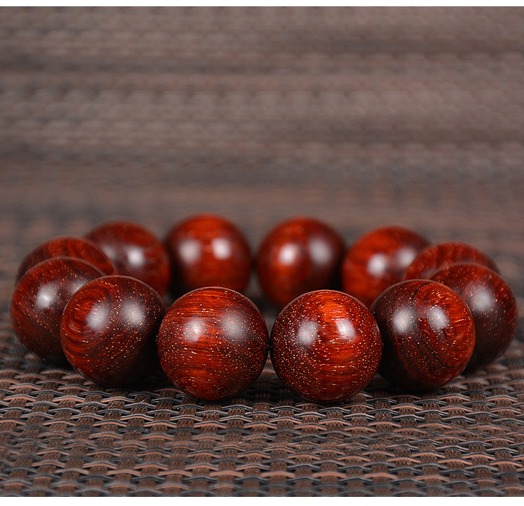 Indian Full Gold Star Small Leaf Red Sandalwood Bracelet for Men, Redwood Sandalwood Buddha Bead Bracelet, Fashion Jewelry for Couples