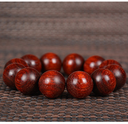 Indian Full Gold Star Small Leaf Red Sandalwood Bracelet for Men, Redwood Sandalwood Buddha Bead Bracelet, Fashion Jewelry for Couples