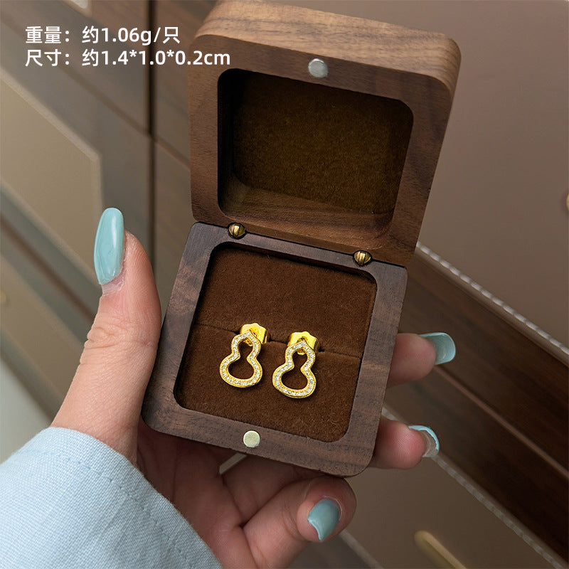 Xiaohongshu Hot-Selling Retro Light Luxury Fashion Versatile Exquisite Small Brushed Gourd Earrings High-End Sense Temperament Ear Jewelry