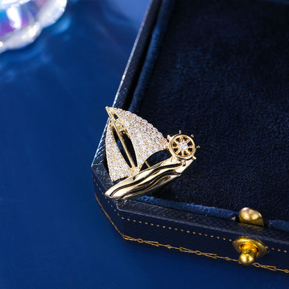 Wave-riding Fashion Accessories High-end Lapel Pin Design Sense Unisex Exquisite Sailboat Brooch Pin Small Brooch
