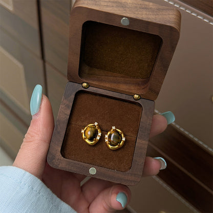 Xiaohongshu Hot-Selling Retro Light Luxury Fashion Versatile Exquisite Small Brushed Gourd Earrings High-End Sense Temperament Ear Jewelry