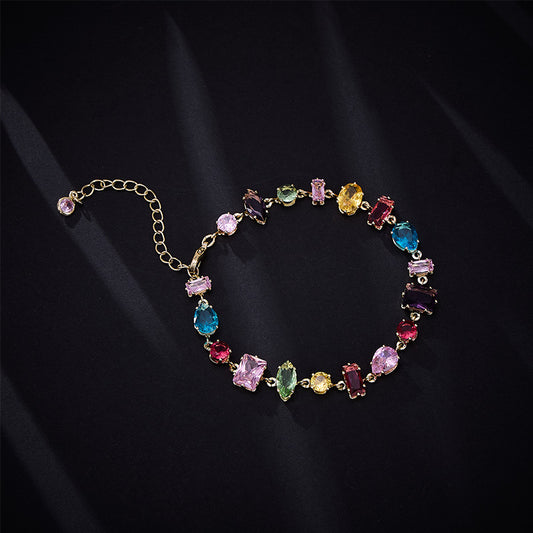 Candy Series Dopamine Zircon Inlaid Geometric Water Drop Exquisite Bracelet High-end Light Luxury Niche Versatile Women's Jewelry