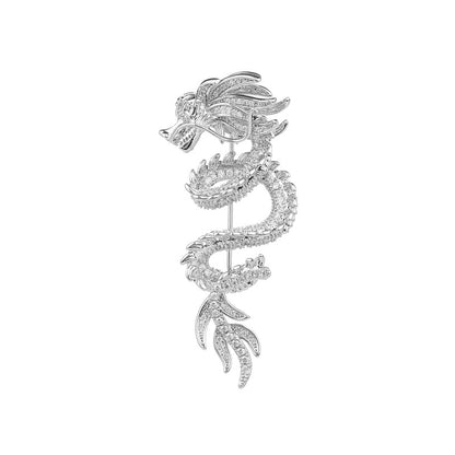 Chinese Style Unisex New Zircon Inlaid Year of Birth High-end Suit Jacket Accessory Dragon Brooch
