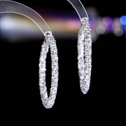 Unique Designer Earrings Ear Clips Internet Celebrity Style Korean Version Dongdaemun New Exaggerated Crystal Full Diamond Hoop Earrings