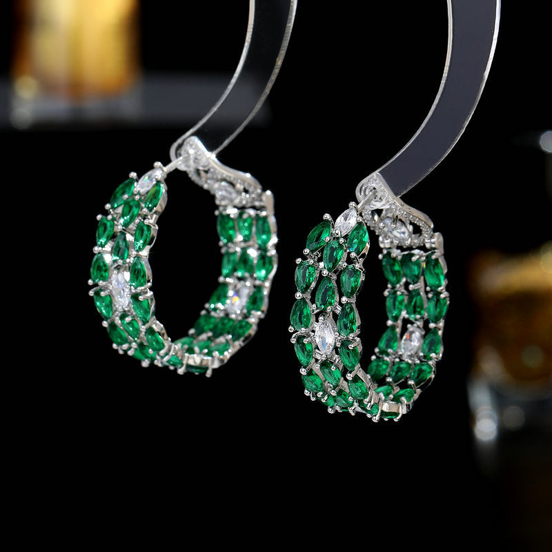 2022New Winter Luxury Style Zircon Inlaid Hoop Earrings with High-end Feel