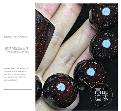 Full of Golden Star Indian Small Leaf Rosewood2.0Old Material Perfect Style Cultural Play Bracelet Wooden Bracelet Men and Women Buddha Beads