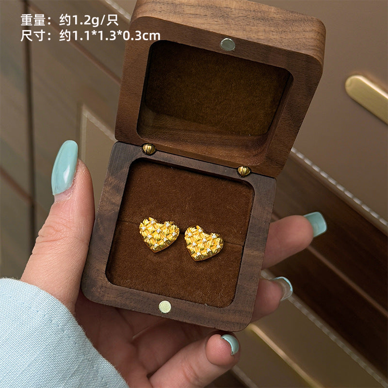 Xiaohongshu Hot-Selling Retro Light Luxury Fashion Versatile Exquisite Small Brushed Gourd Earrings High-End Sense Temperament Ear Jewelry