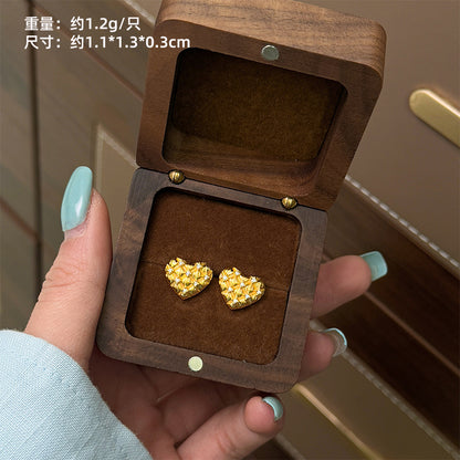 Xiaohongshu Hot-Selling Retro Light Luxury Fashion Versatile Exquisite Small Brushed Gourd Earrings High-End Sense Temperament Ear Jewelry