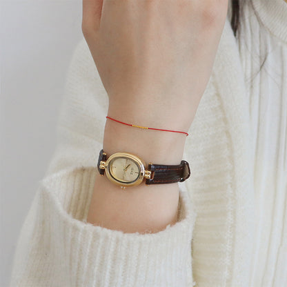 Xiaohongshu Hot Sale18k Gold Ultra-Thin Red String Bracelet Fashionable Elegant Simple Versatile Adjustable Zodiac Year Bracelet