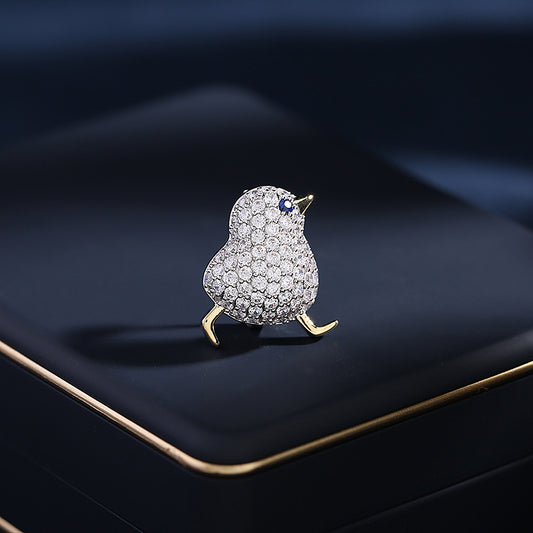 Anti-Exposure Waist Pin Coat Unisex Suit Accessory Niche Design Zircon Inlaid Small Chicken Collar Pin