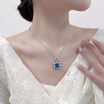 Luxury High-End Jewelry Zircon Set Perfume Bottle Necklace Earrings Women's Colorful Gemstone Bridal Evening Accessories