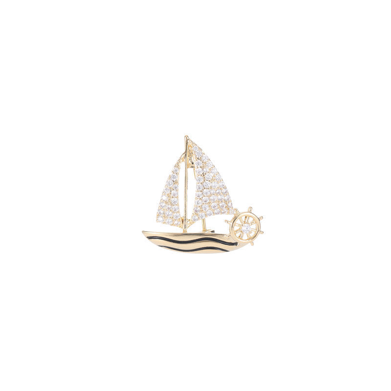 Wave-riding Fashion Accessories High-end Lapel Pin Design Sense Unisex Exquisite Sailboat Brooch Pin Small Brooch