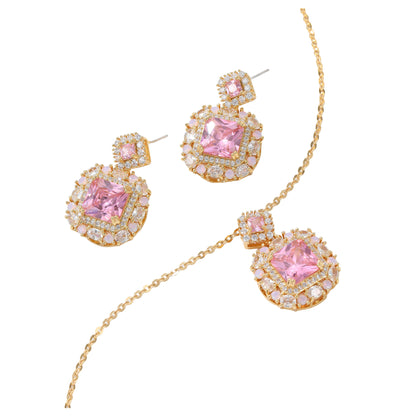 Luxury High-End Jewelry Zircon Set Perfume Bottle Necklace Earrings Women's Colorful Gemstone Bridal Evening Accessories
