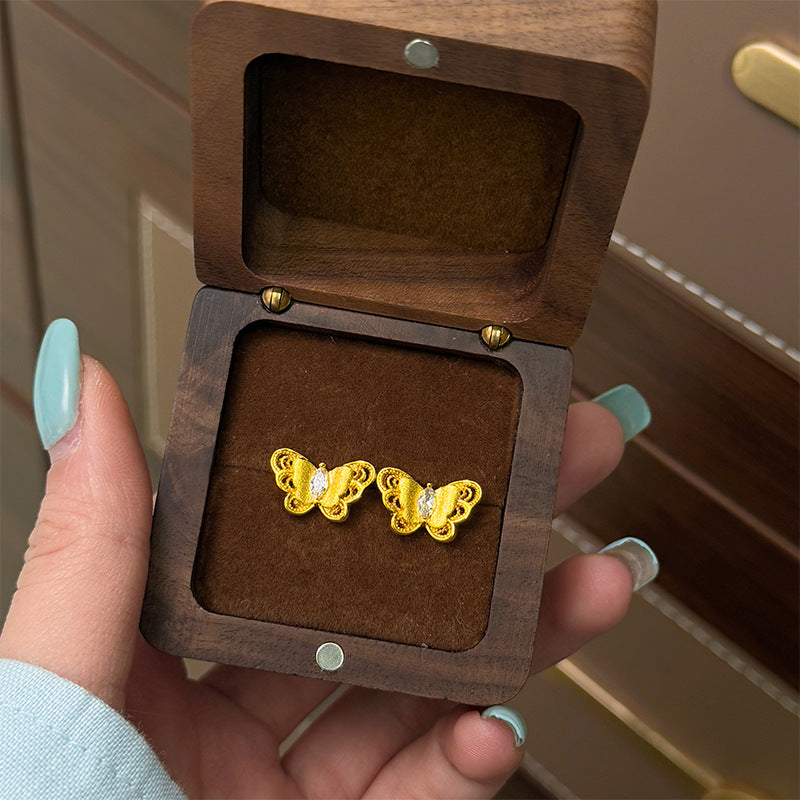 Xiaohongshu Hot-Selling Retro Light Luxury Fashion Versatile Exquisite Small Brushed Gourd Earrings High-End Sense Temperament Ear Jewelry