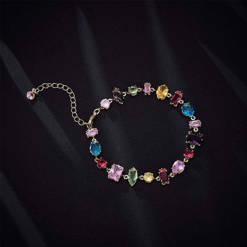 Candy Series Dopamine Zircon Inlaid Geometric Water Drop Exquisite Bracelet High-end Light Luxury Niche Versatile Women's Jewelry