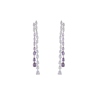 Light Luxury Long Style Dynamic Zircon Water Drop Tassel Earrings s925Silver Needle Elegant Slimming Earrings Luxurious Fashion Ear Jewelry