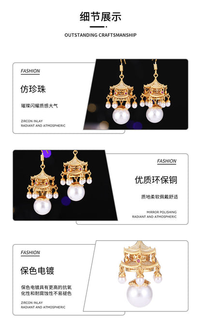 New High-End Rhttps://cdn.shopify.com/s/files/1/0714/1392/3989/files/431ddb6a-3c22-4386-96ef-687b07d471d4.jpg?v=1751779785ed Agate Pearl Tassel Ancient Style Earrings New Chinese Style High-End Pavilion Palace Lantern Court Style Earrings