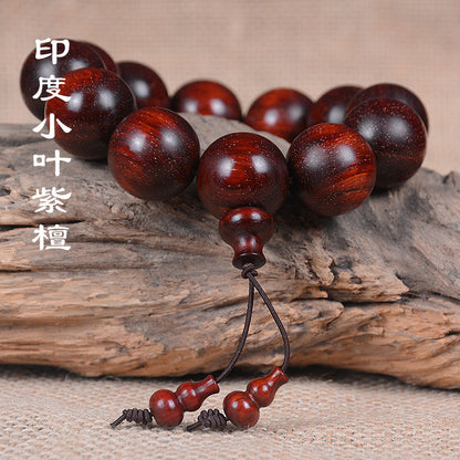 Indian Full Gold Star Small Leaf Red Sandalwood Bracelet for Men, Redwood Sandalwood Buddha Bead Bracelet, Fashion Jewelry for Couples