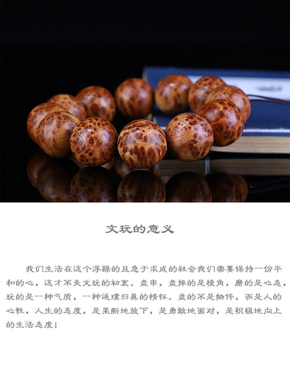 Taihang Mountain Cliff Cypress High Oil Aged Material Bird's Eye Full Scar20mm Men's Buddhist Prayer Beads Bracelet for Cultural Play