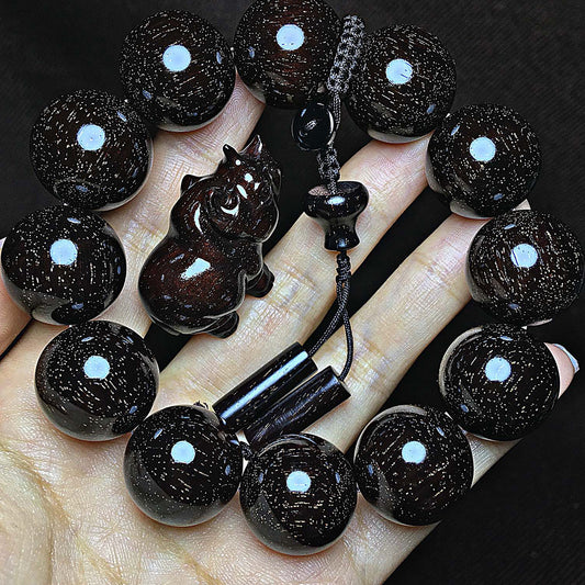 360Super Popular Indian Small Leaf Rosewood2.0Old Wood Column Style Cultural Play Bracelet Wooden Bracelet Men and Women Buddha Beads