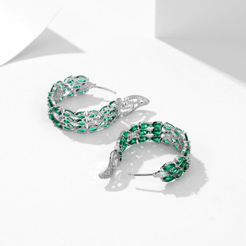 2022New Winter Luxury Style Zircon Inlaid Hoop Earrings with High-end Feel