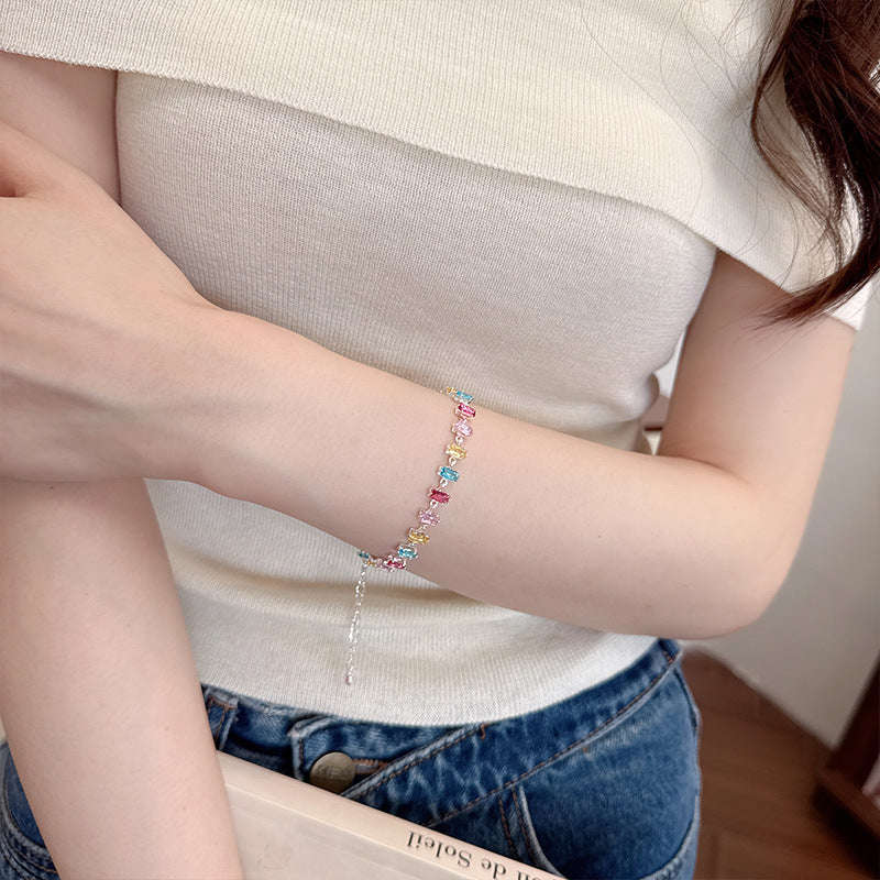 Candy Series Dopamine Zircon Inlaid Geometric Water Drop Exquisite Bracelet High-end Light Luxury Niche Versatile Women's Jewelry