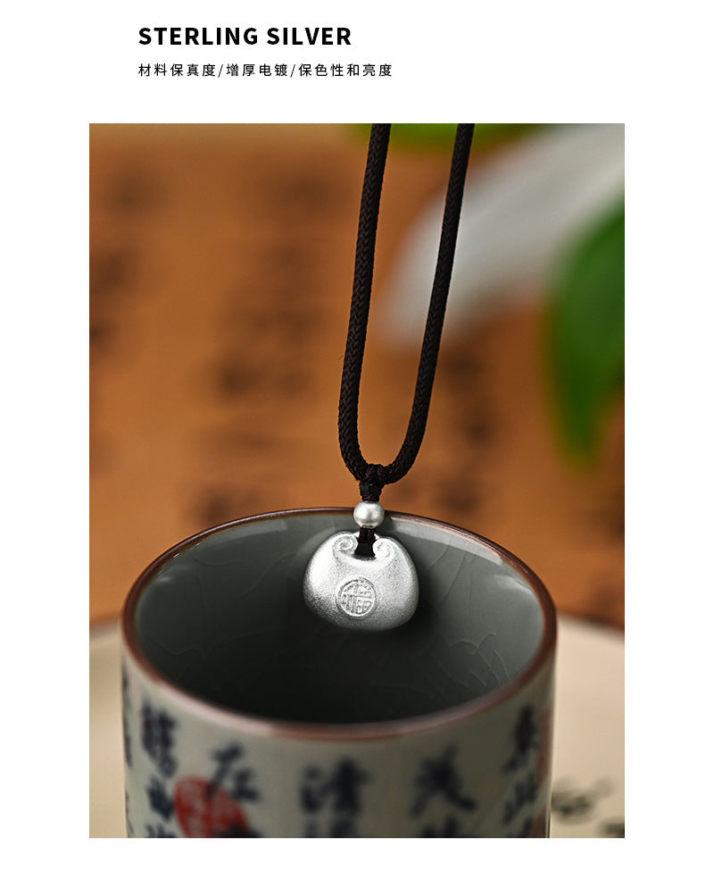 Po S999Pure Silver National Style Fat Fu Pendant Necklace Light Luxury High-end National Trend Ethnic Style Neck Jewelry Hot Item