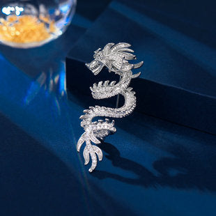 Chinese Style Unisex New Zircon Inlaid Year of Birth High-end Suit Jacket Accessory Dragon Brooch