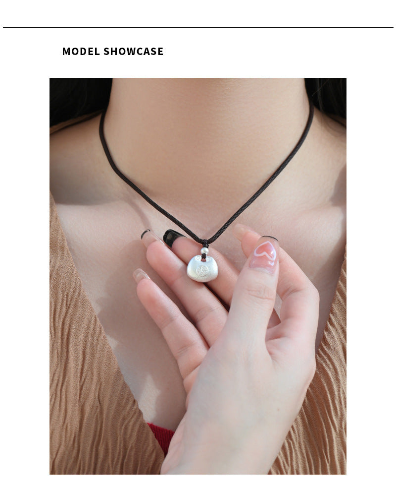 Po S999Pure Silver National Style Fat Fu Pendant Necklace Light Luxury High-end National Trend Ethnic Style Neck Jewelry Hot Item