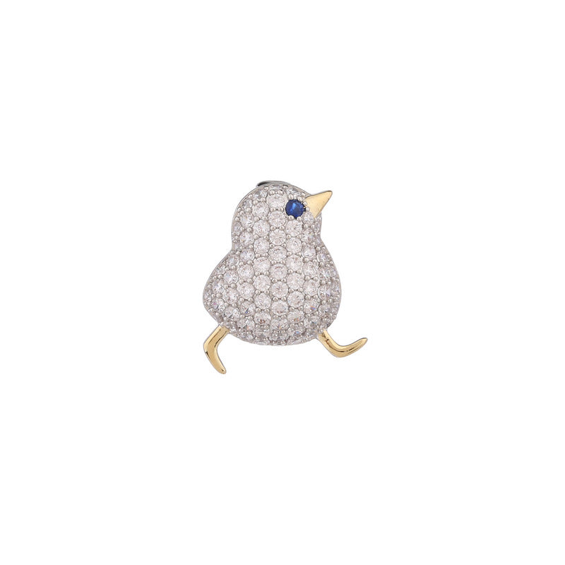Anti-Exposure Waist Pin Coat Unisex Suit Accessory Niche Design Zircon Inlaid Small Chicken Collar Pin