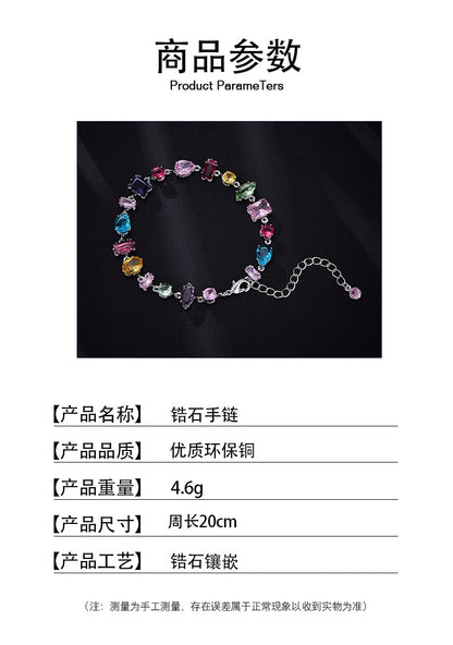 Candy Series Dopamine Zircon Inlaid Geometric Water Drop Exquisite Bracelet High-end Light Luxury Niche Versatile Women's Jewelry