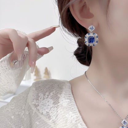 Luxury High-End Jewelry Zircon Set Perfume Bottle Necklace Earrings Women's Colorful Gemstone Bridal Evening Accessories