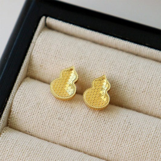 Xiaohongshu Hot-Selling Crushed Ice Gourd Earrings for Women Fashion Simple Retro Versatile Silver Needle Earrings Light Luxury High-End Feel