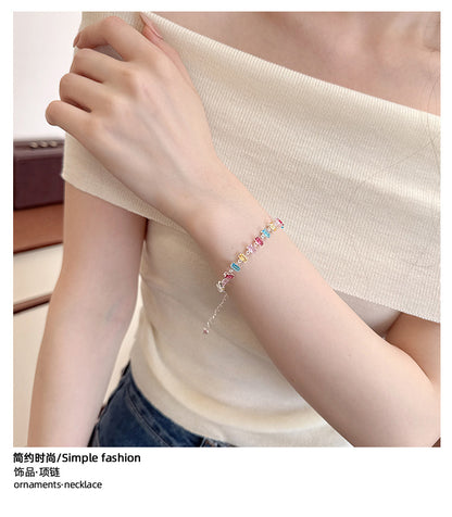 Candy Series Dopamine Zircon Inlaid Geometric Water Drop Exquisite Bracelet High-end Light Luxury Niche Versatile Women's Jewelry