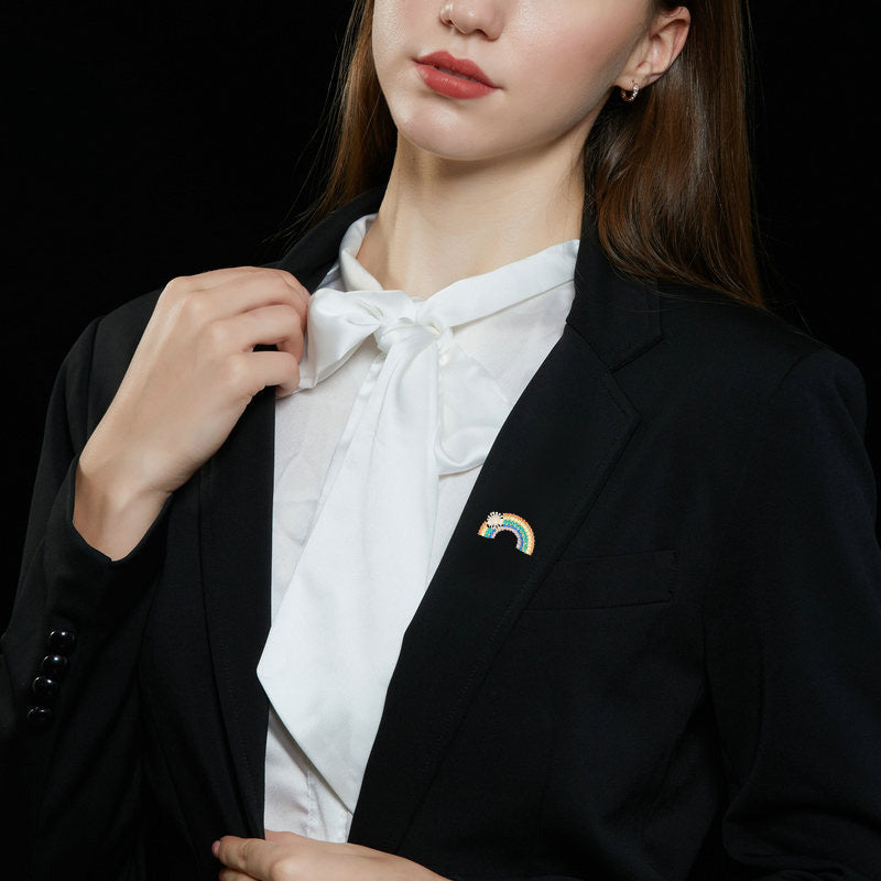 Summer Fresh Rainbow Flower Micro-inlaid Zircon High-end Brooch Elegant Fashion Cardigan Collar Pin Accessory for Women