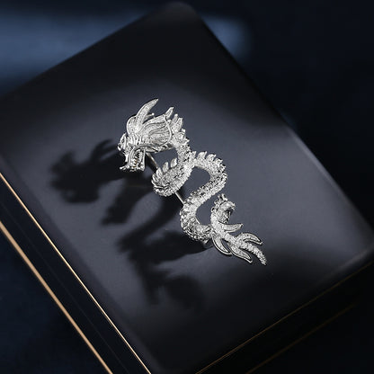 Chinese Style Unisex New Zircon Inlaid Year of Birth High-end Suit Jacket Accessory Dragon Brooch